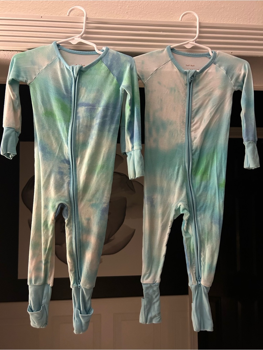 Little Sleepies Blue and Green Tie-Dye Kids One-Piece Footie READ DESCRIPTION!